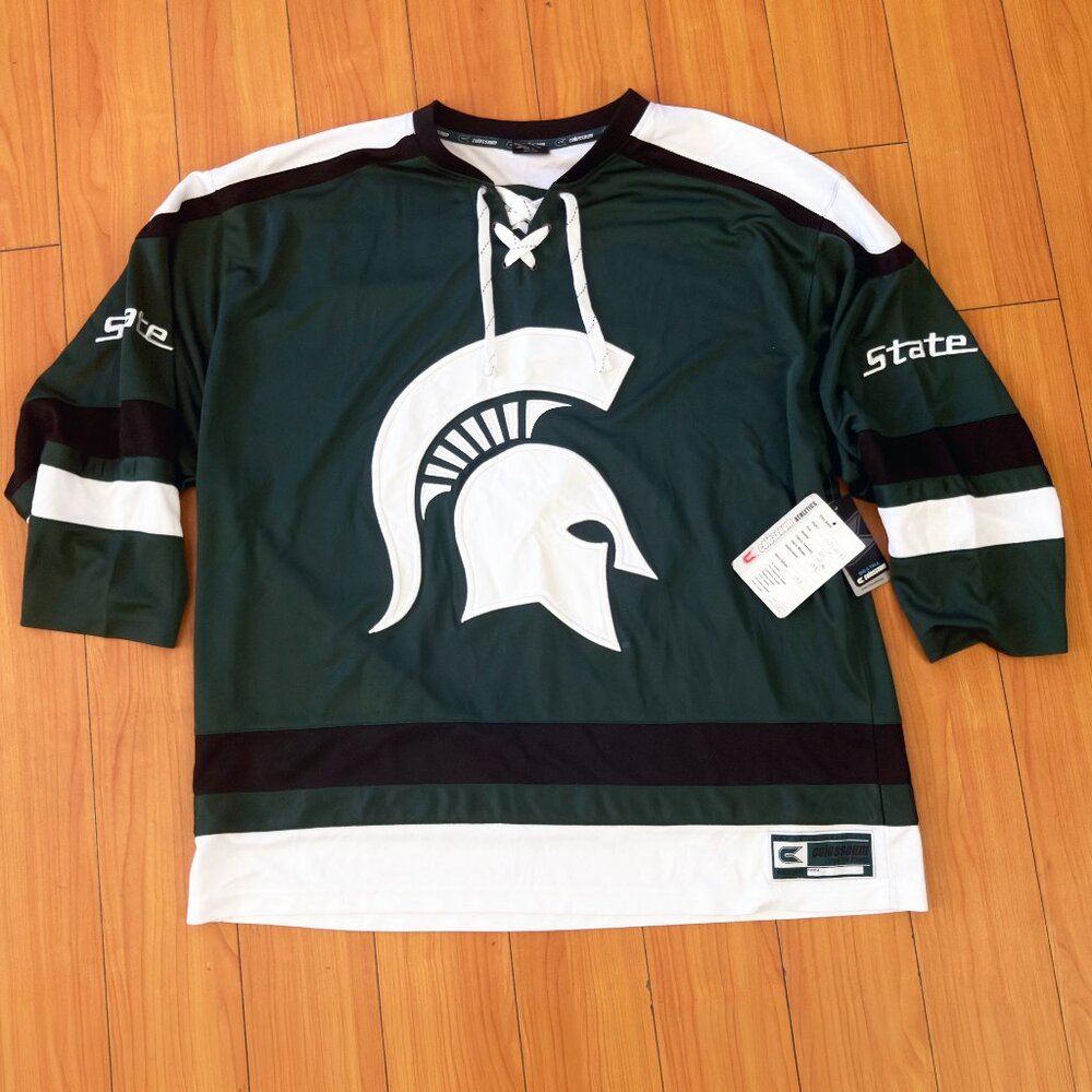 Men's Colosseum Michigan State Spartans NCAA Jersey 2XL Green White